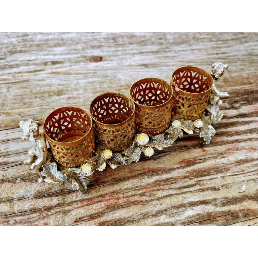 Vintage Cherub Lipstick Holder With Rhinestones - Picture 3 of 12